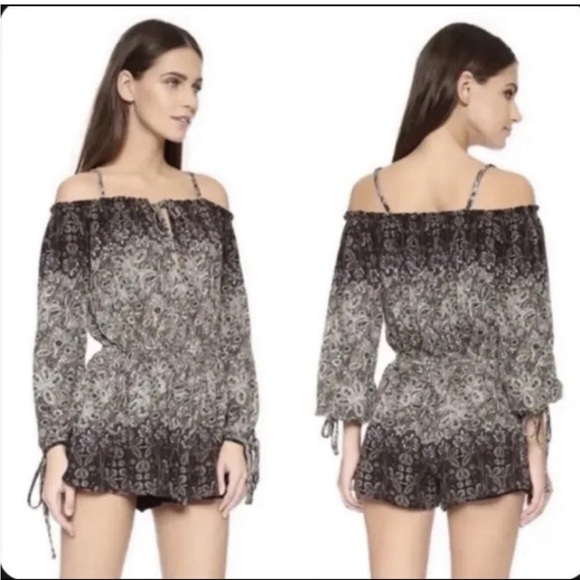 Free People Pants - Free People So Divine Long sleeve Paisley Print Romper Size M